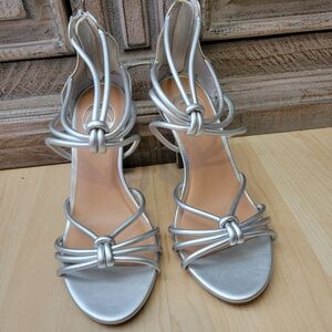 Charming Charlie Silver Strappy Women's Heels.Back Zipper.NEW!Bought,Never Wore!